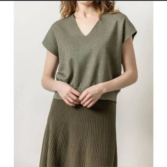 Lilla P Size Small Forest Green Ribbed A-Line Skirt - Picture 2 of 14